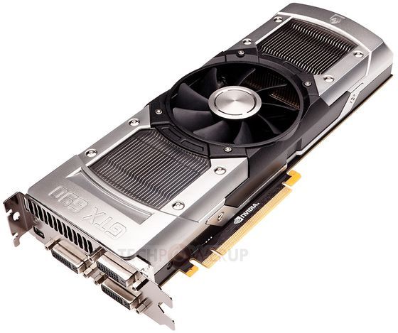 Nvidia GeForce GTX 690 karta graficzna widok z boku złącza zdjęcie