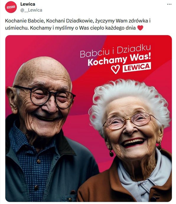 Lewica złożyła życzenia babciom i dziadkom. Skorzystała z AI