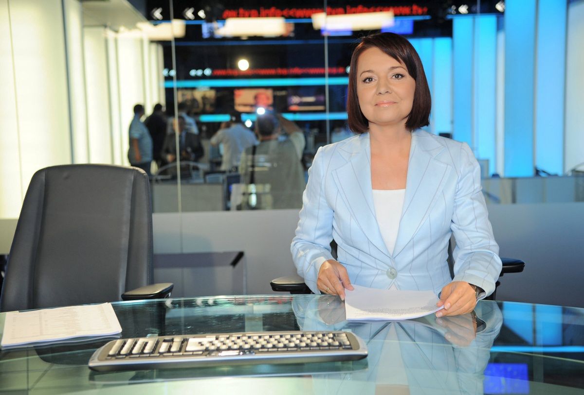 Danuta Holecka w studiu TVP Info, 2008 rok