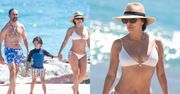 Eva Longoria dokazuje na plaży z mężem i 6-letnim synem, prezentując sylwetkę w białym bikini (ZDJĘCIA)