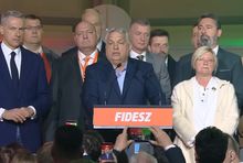 Viktor Orban na wieczorze wyborczym, fot. kadr z France24