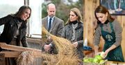 Nietypowy widok: Księżna Kate obiera jabłka i trzepie len. Wpadła z Williamem z wizytą do rolników