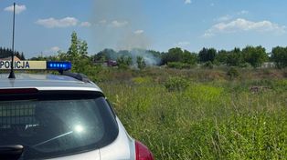 Policjanci zauważyli pożar trawy w Ożarowie. Liczyła się każda minuta