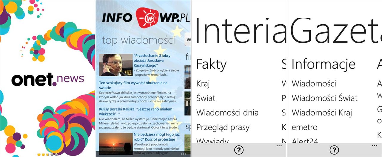 Onet, WP.pl, Interia i Gazeta.pl na platformę Windows Phone