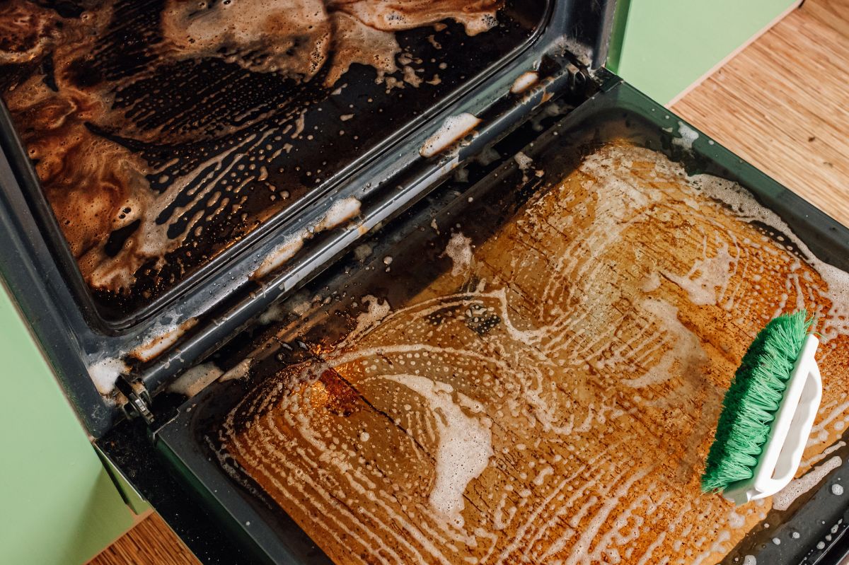 Cleaning the oven is an important task.