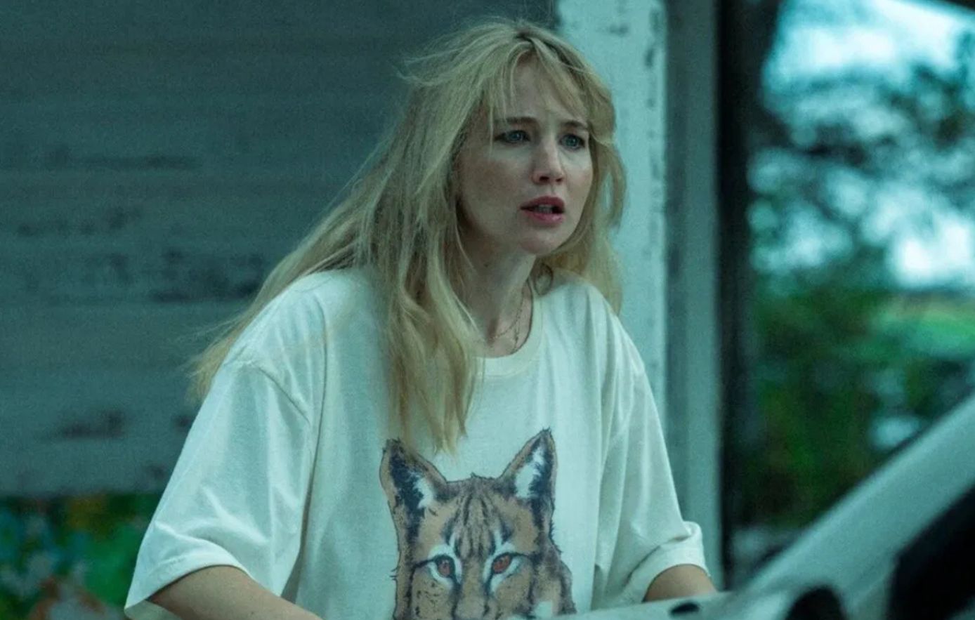 Jennifer Lawrence na planie filmu "Zgiń, kochanie"