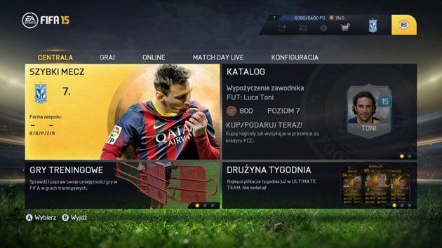 Fifa 15 - menu
