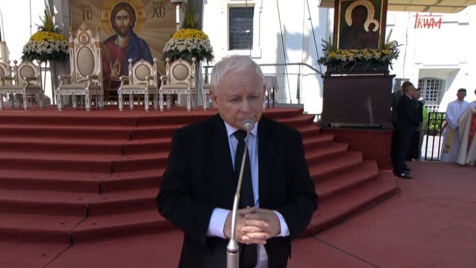 Jarosław Kaczyński podczas przemówienia na Jasnej Górze