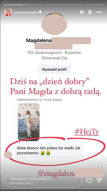 Joanna Racewicz upokorzyła hejterkę