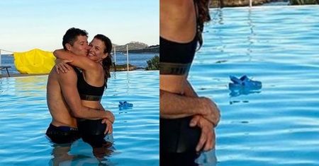 Wtulona w Roberta Anna Lewandowska pluska się w basenie z dryfującym butem w tle (FOTO)