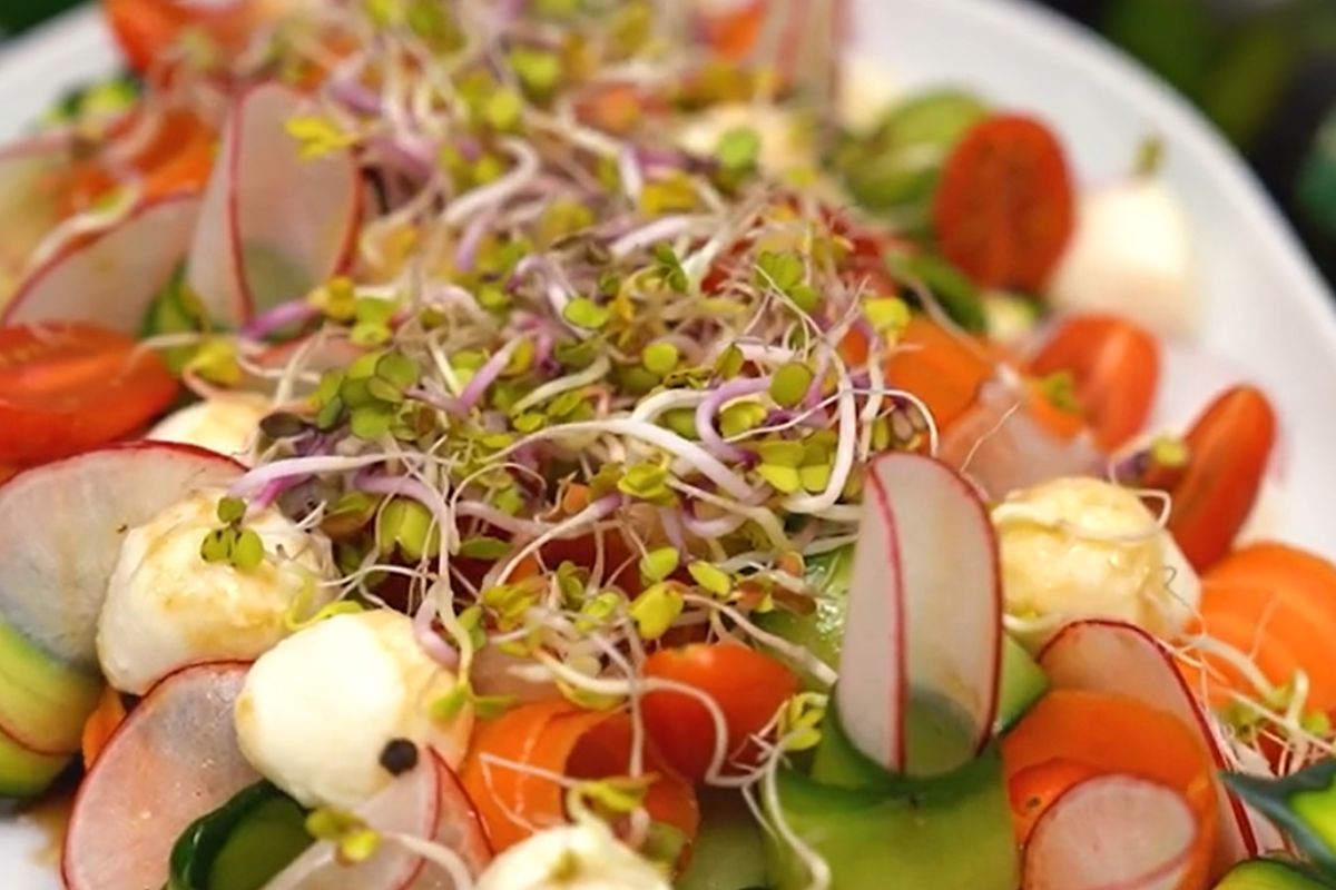 Grilled salad with crispy vegetables