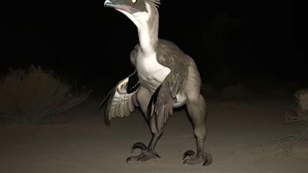 Wizualizacja Deinonycha stworzona przez sztuczną inteligencję