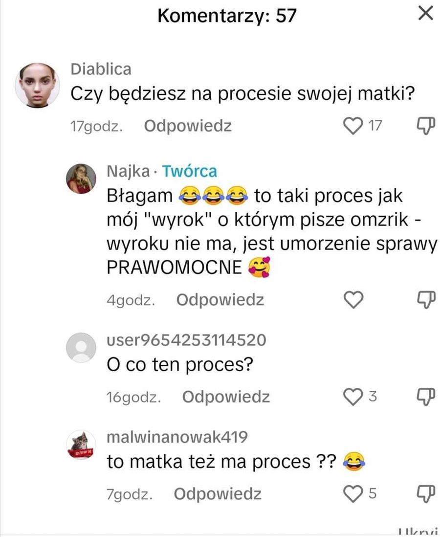 Najjjka zaprzecza, że dojdzie do procesu przeciwko jej i jej matce