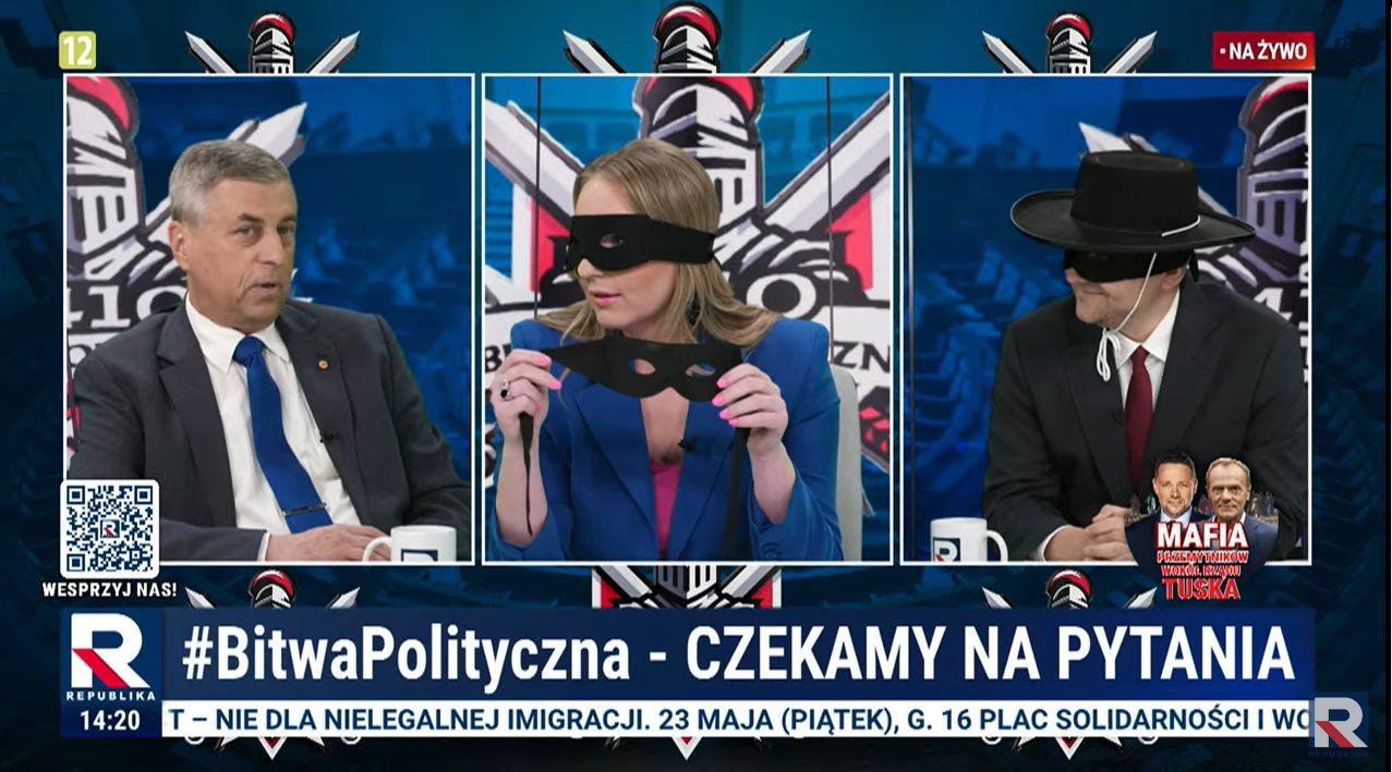 Matecki i Borkowska przebrani za "Zorro"
