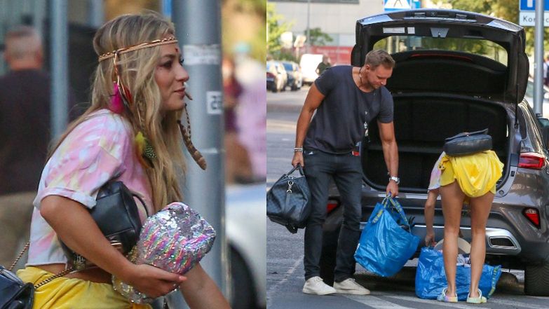 Marcelina Zawadzka z piórkami we włosach DŹWIGA SIATY wraz z ukochanym Maxem Gloecknerem