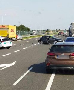 Zatrzymał się na lewym pasie drogi ekspresowej. Auto staranowała ciężarówka