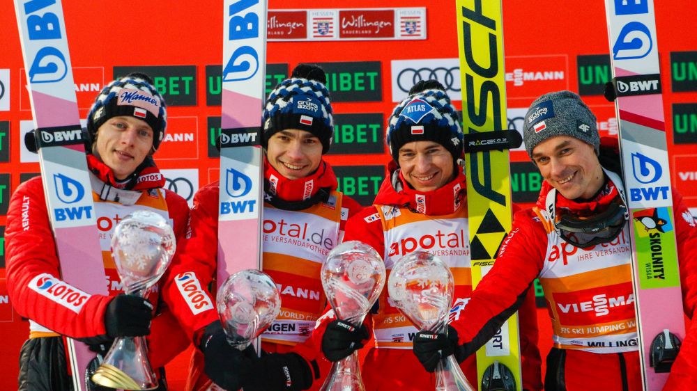 Dawid Kubacki, Jakub Wolny, Kamil Stoch i Piotr Żyła