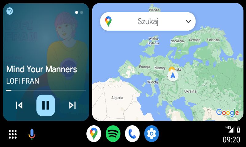 Android Auto po zmianie domyślnego układu interfejsu Coolwalk