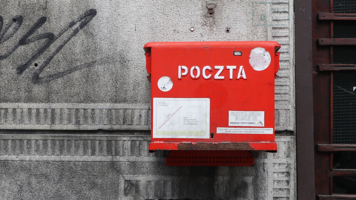 Poczta Polska mailbox in Krakow, Poland on April 30, 2020.  A voting package leaked in the upcoming correspondence election with a full list of candidates for Presidential office and with name and surname statement on secret voting. Despite coronavirus pandemic, Poland's government plans to hold the presidential election on May 10 in the form of a correspondence vote. (Photo by Beata Zawrzel/NurPhoto via Getty Images)