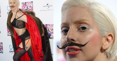Gaga z WĄSAMI i w bieliźnie… (ZDJĘCIA)