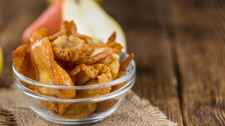 Suszone gruszki z dodatkiem cukru, na ciepło