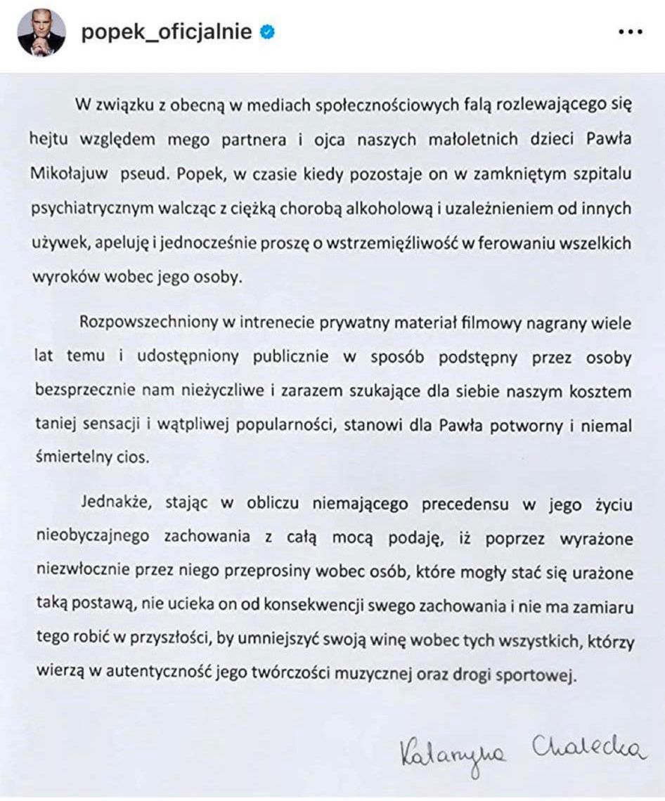 Popek trafił do szpitala psychiatrycznego