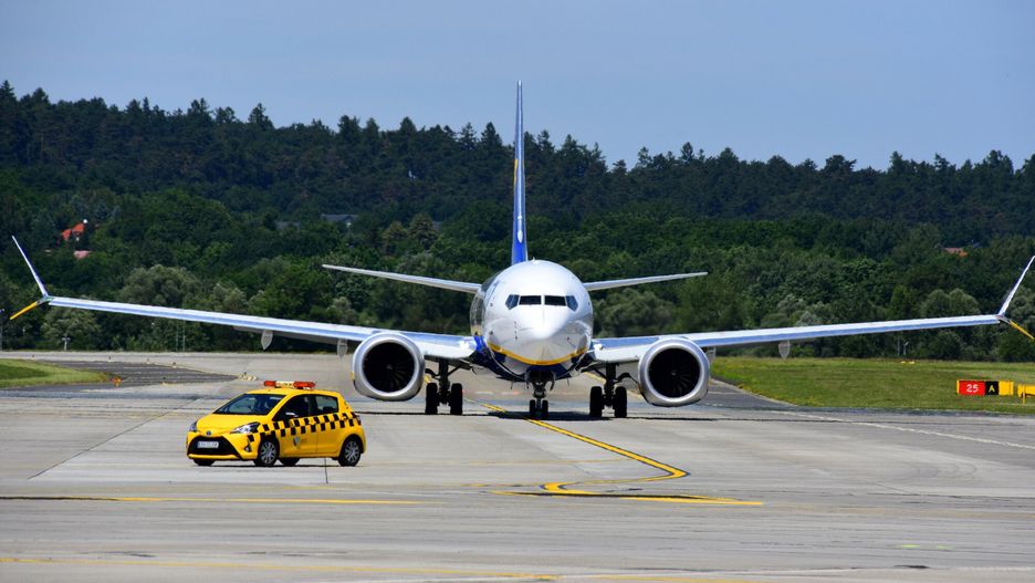 Samolot linii Ryanair w Krakowie-Balicach
