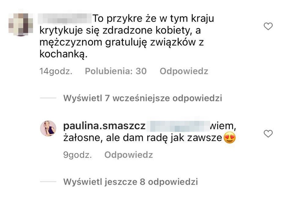 Komentarze pod postem Pauliny Smaszcz