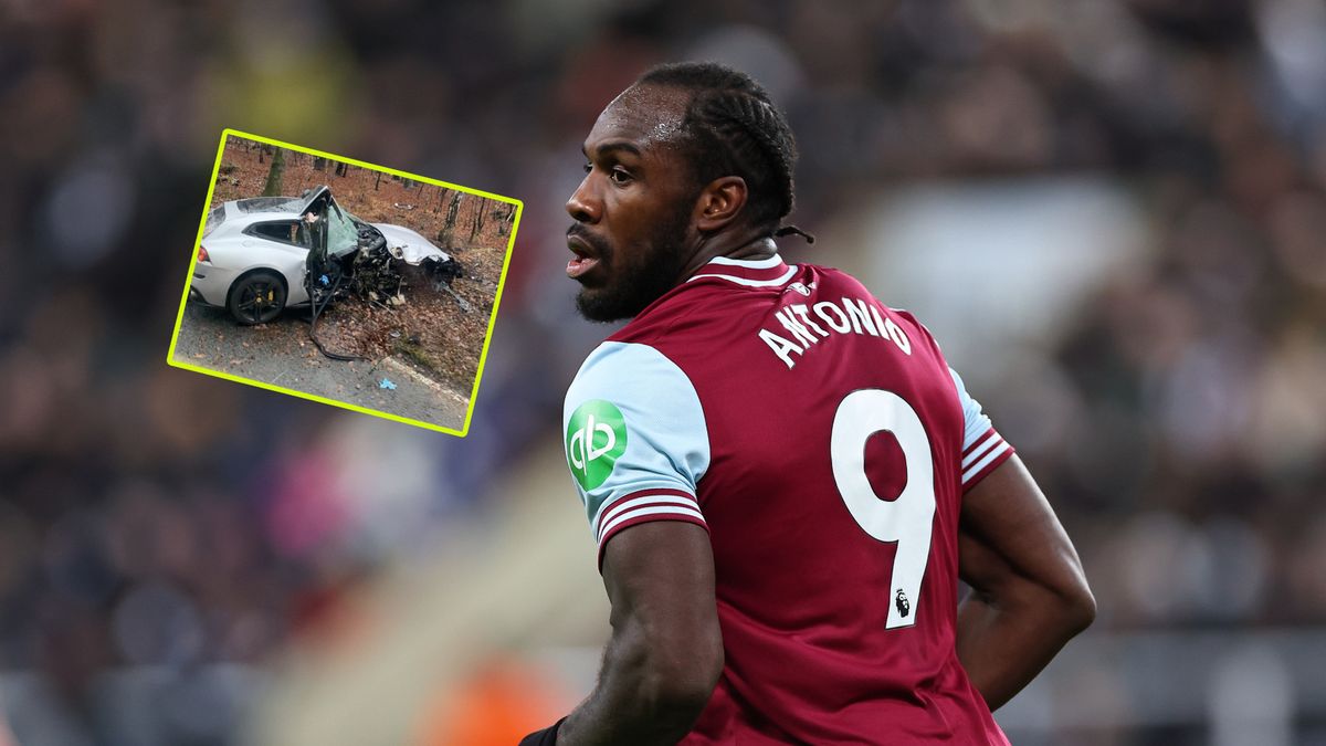 WP SportoweFakty / Na zdjęciu: Michail Antonio (Getty Images), w ramce: samochód Antonio po wypadku (The Mirror)