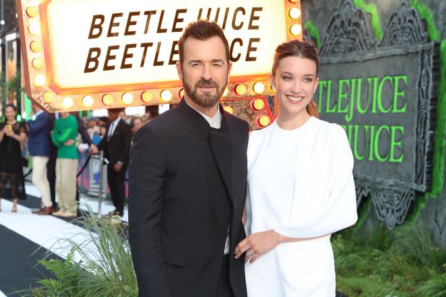 "Beetlejuice Beetlejuice" UK Premiere  VIP ArrivalsLONDON, ENGLAND - AUGUST 29: Justin Theroux and Nicole Brydon Bloom attend the UK Premiere of "Beetlejuice Beetlejuice" at Cineworld Leicester Square on August 29, 2024 in London, England. (Photo by Hoda Davaine/Dave Benett/WireImage)Dave Benett