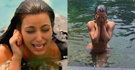 KOSZMAR Kim Kardashian! Ludzie popsuli jej sesję w jeziorze. Internauci nie mieli dla niej litości... (FOTO)