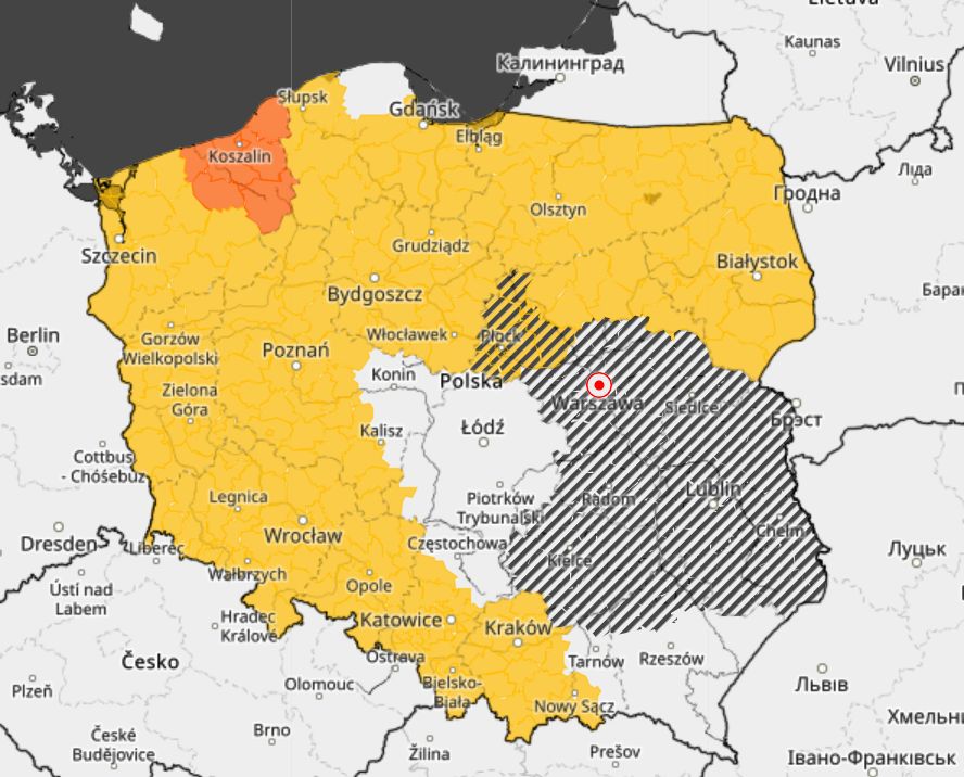 Ostrzeżenia przed burzami i deszczem