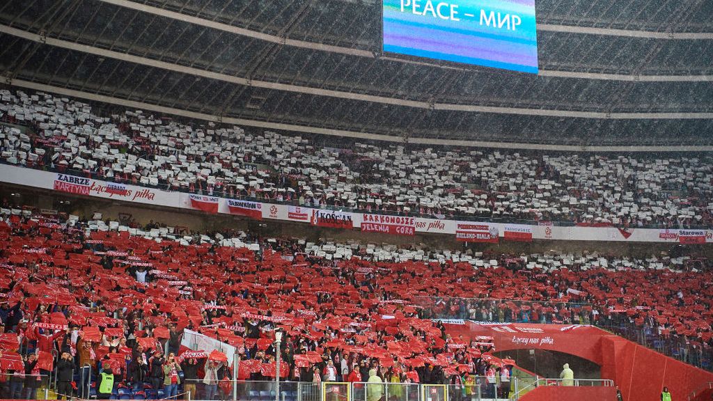 Polscy kibice na Stadionie Śląskim w Chorzowie