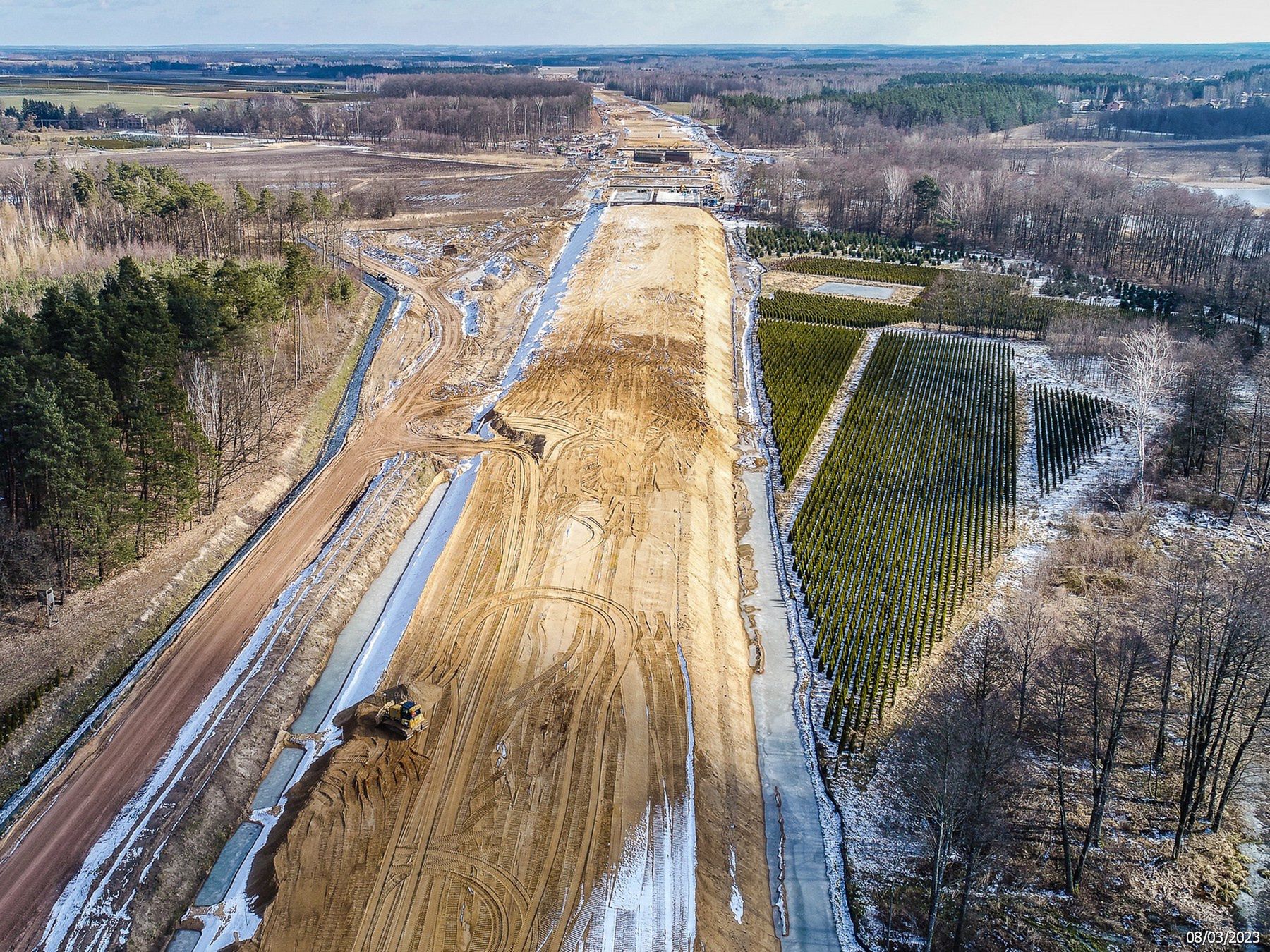 Budowa autostrady A2 odc. Kałuszyn - Groszki (marzec 2023)