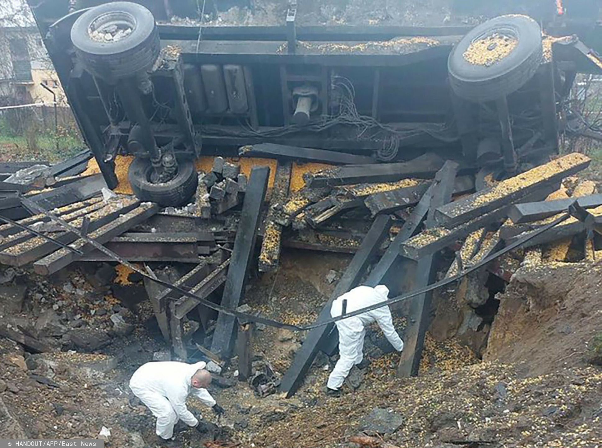 Miejsce eksplozji w Przewodowie, koło 10 kilometrów od granicy z Ukrainą
