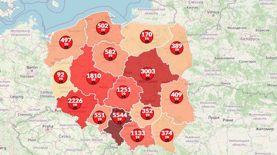 Mapa zakażeń koronawirusem w Polsce [19 maja 2020]