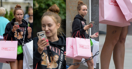 Posiniaczona Littlemooonster96 bez makijażu wraca z samotnych zakupów