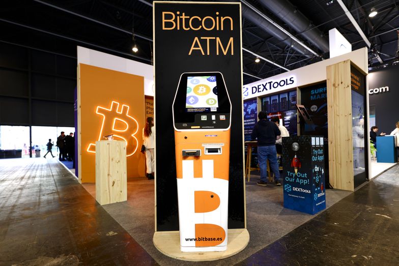 Bitcoin ATM Machine
A Bitcoin ATM, the largest cryptocurrency by market cap that operates free of any central control and that relies on a peer-to-peer software and cryptography, on the BitBase stand during the Mobile World Congress 2023 on March 10, 2023, in Barcelona, Spain. (Photo by Joan Cros/NurPhoto via Getty Images)
NurPhoto
barcelona, busines, digital, mobile fair, mobile world  congress, smart, trandeshow, background, connectivity, future, gsma, iot, mobile, telecom, intelligence of things, telecommunication, telecommunications, world, fira barcelona, device, ai, digital assets, mining, wallets, cryptography, smart contracts, altcoins, icos, fintech, regulation, tokenization, exchanges