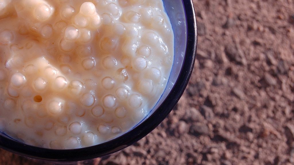 Budyń z tapioki w proszku przygotowany z mlekiem o zawartości tłuszczu 2%