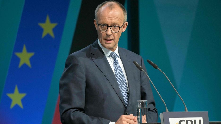 Temporary
CDU leader Friedrich Merz welcomes participants of the federal committee meeting of Germany's conservative Christian Democratic Union (CDU) party, on April 28, 2025 in Berlin. The committee will discuss and adopt the coalition agreement negotiated with the social democratic SPD party. The CDU's federal committee is the second highest body of the party ? after the party congress. The conservative CDU/CSU alliance has sealed a coalition deal with the centre-left SPD party after winning an election in February 2025, with the new government set to take office on May 6, 2025. (Photo by Tobias SCHWARZ / AFP)
TOBIAS SCHWARZ