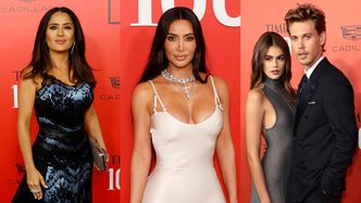 Tłum celebrytów podbija nowojorską ściankę na gali TIME100: Kim Kardashian, Salma Hayek, Austin Butler i Kaia Gerber (ZDJĘCIA)
