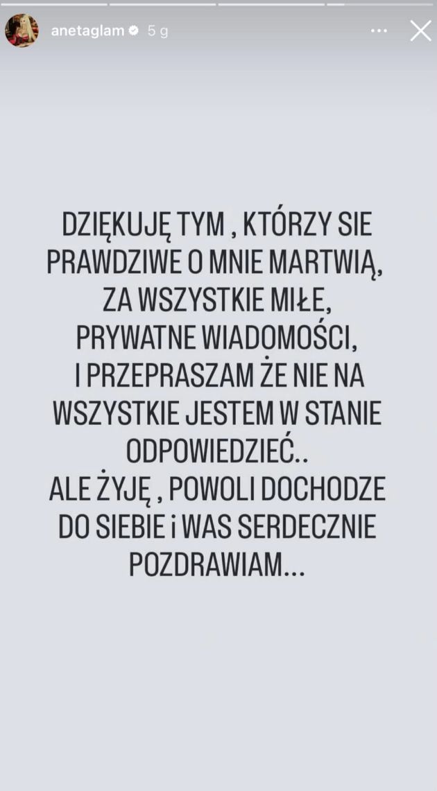 Aneta Glam tłumaczy swoją nieobecność w mediach
