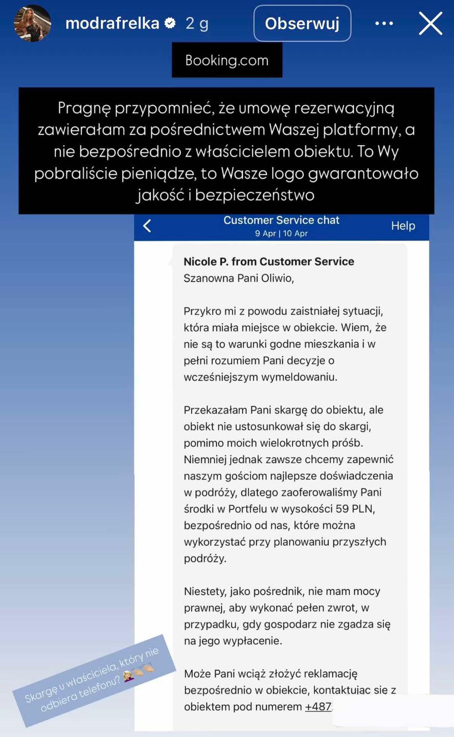 Oliwia ze "ŚOPW" idzie na wojnę z portalem turystycznym