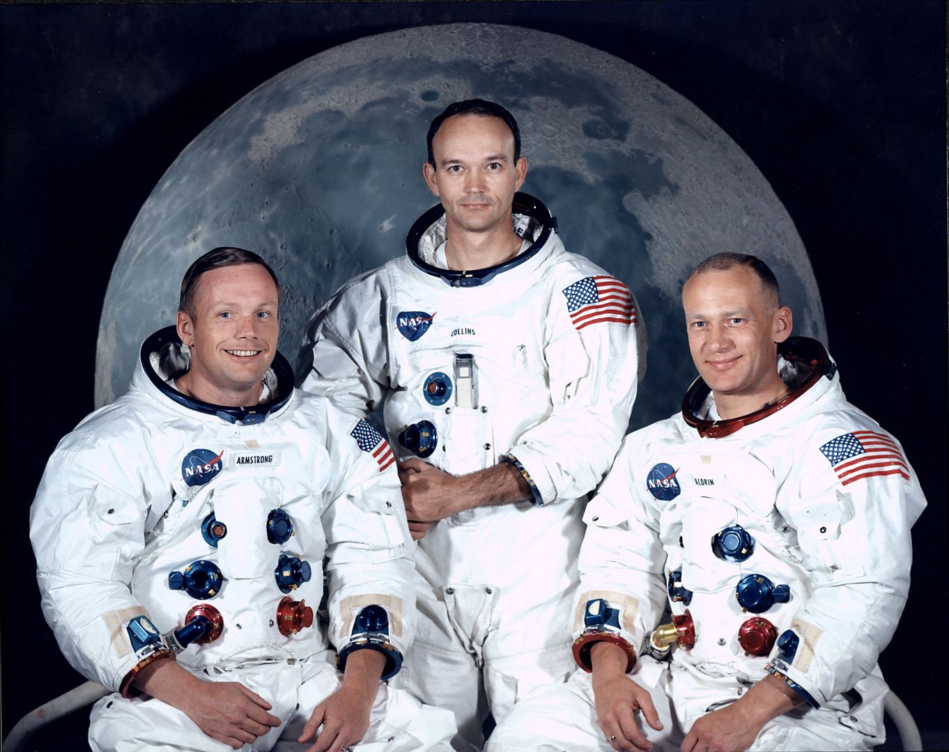 Uczestnicy pierwszej udanej załogowej misji na Księżyc Apollo 11. Od lewej: Neil Armstron, Michael Collins i Buzz Aldrin