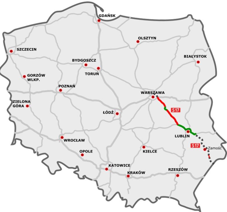 Unijne pieniądze posłużą m.in, budowie odcinka S17 na terenie województwa mazowieckiego.