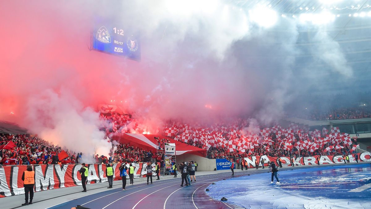 Stadion Śląski w Chorzowie podczas meczu Ruch - Widzew Łódź w PKO Ekstraklasie