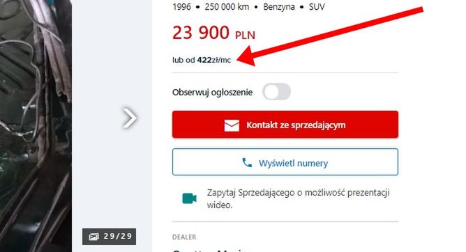 Tak wygląda opcja zwykłego kredytu, niekoniecznie na samochód.