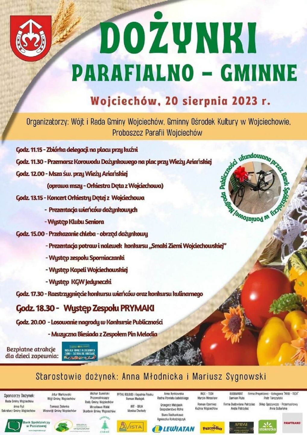 Dożynki w Wojciechowie 2023 - plakat, program wydarzenia