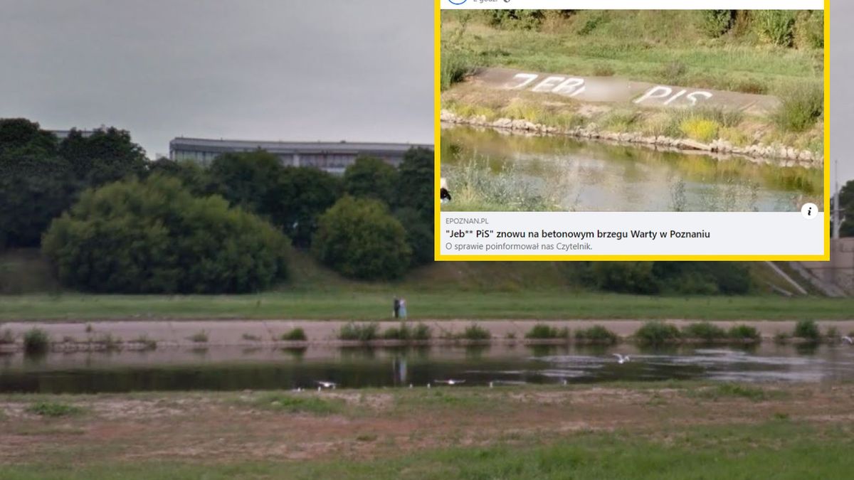 Wulgarne hasło pojawiło się nad Wartą w Poznaniu 