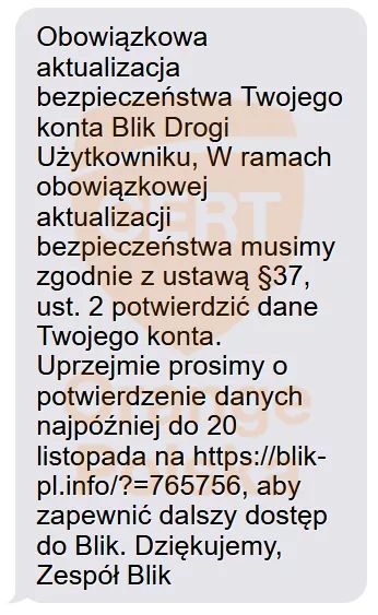 Fałszywy SMS "od Blika"